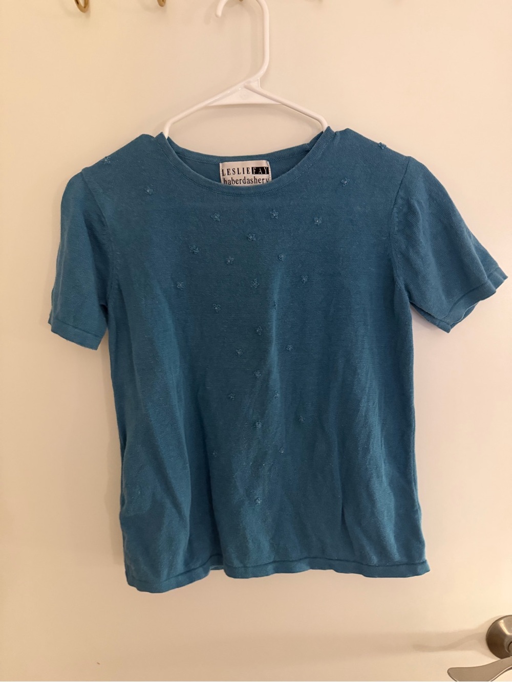 Leslie Fay Blue Short Sleeve Knit Top